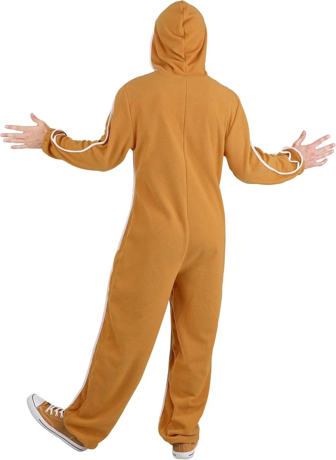 Adult Gingerbread Man Costume | Cozy Hooded Christmas Jumpsuit | Festive Holiday Parties