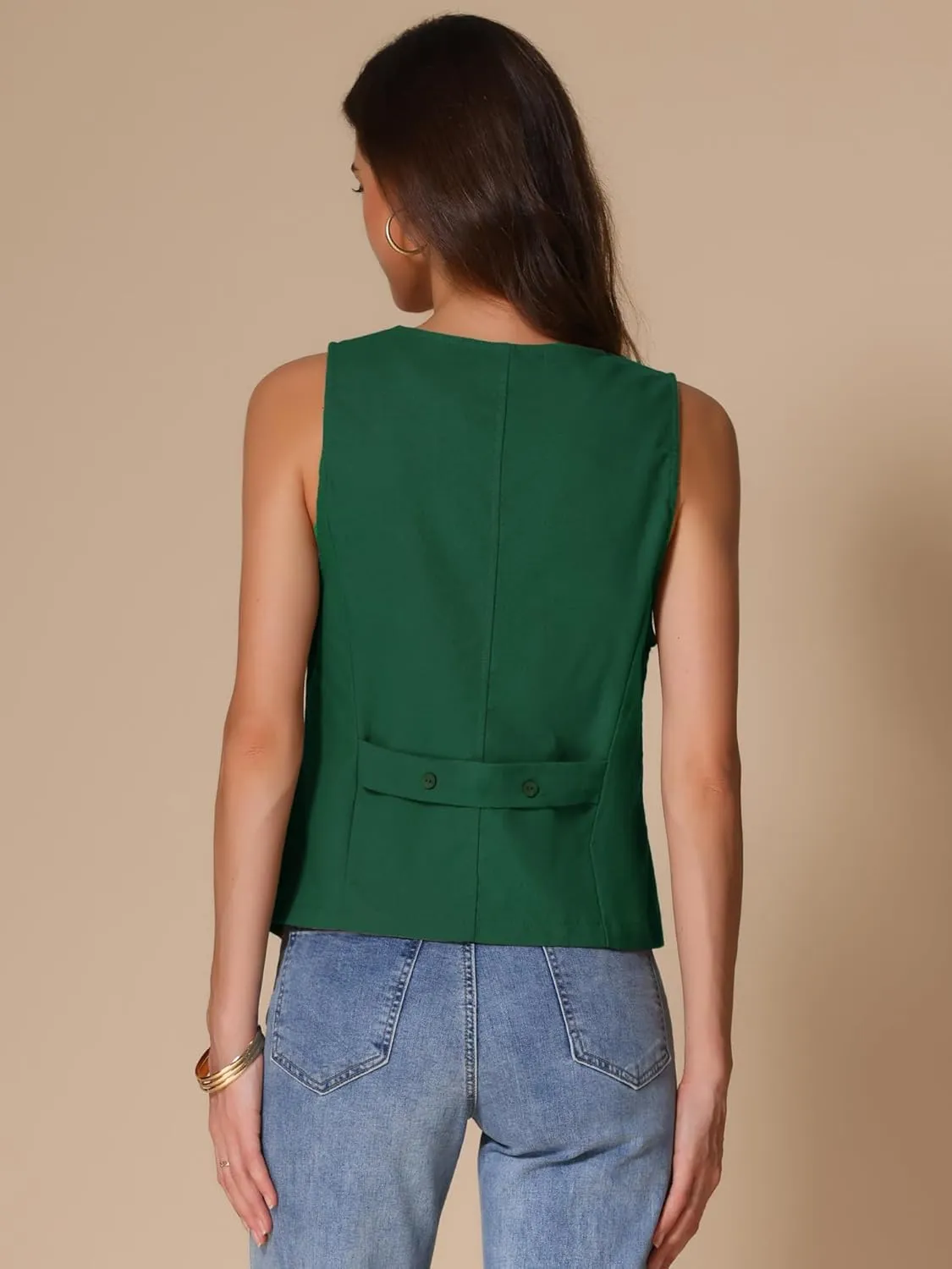 Allegra K Women's Casual Linen Vest Loose Sleeveless Blazer Lightweight Jacket Waistcoat