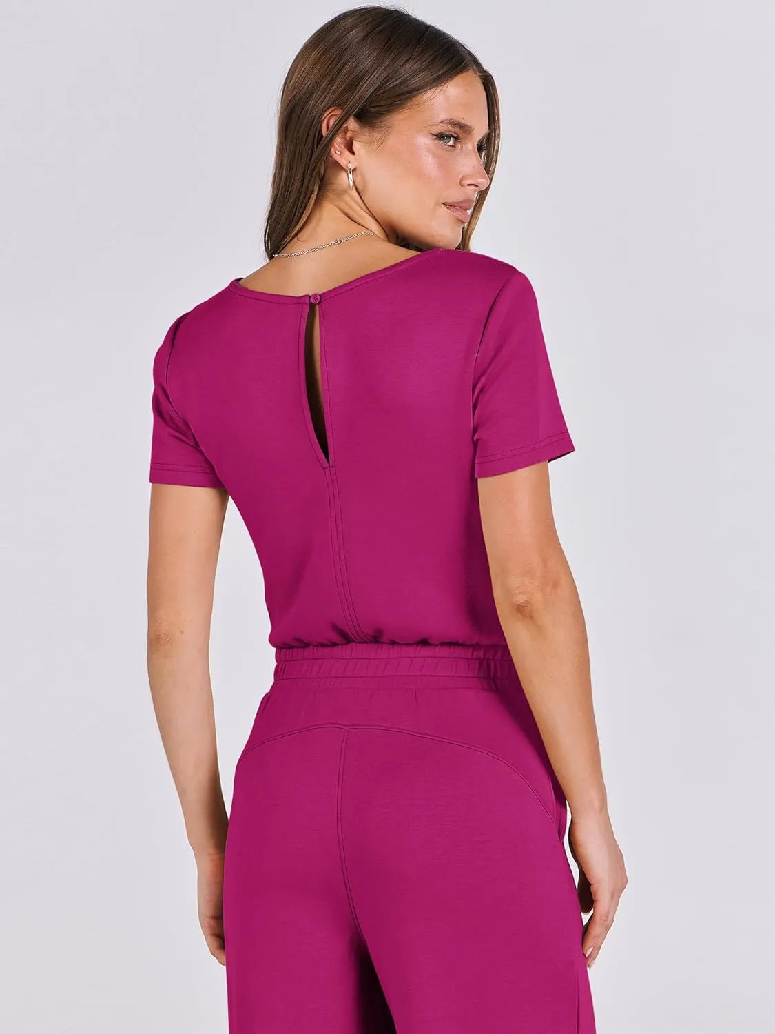 ANRABESS Jumpsuits for Women Casual Summer 2025 Short Sleeve Loose Wide leg Pants Dressy Romper Jumpers One Piece Outfits