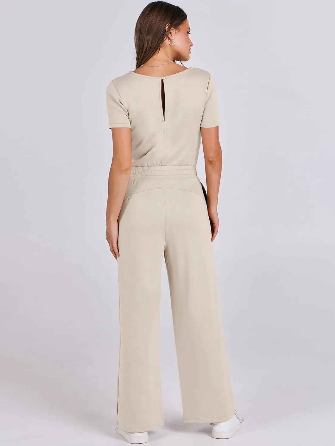 ANRABESS Jumpsuits for Women Casual Summer 2025 Short Sleeve Loose Wide leg Pants Dressy Romper Jumpers One Piece Outfits
