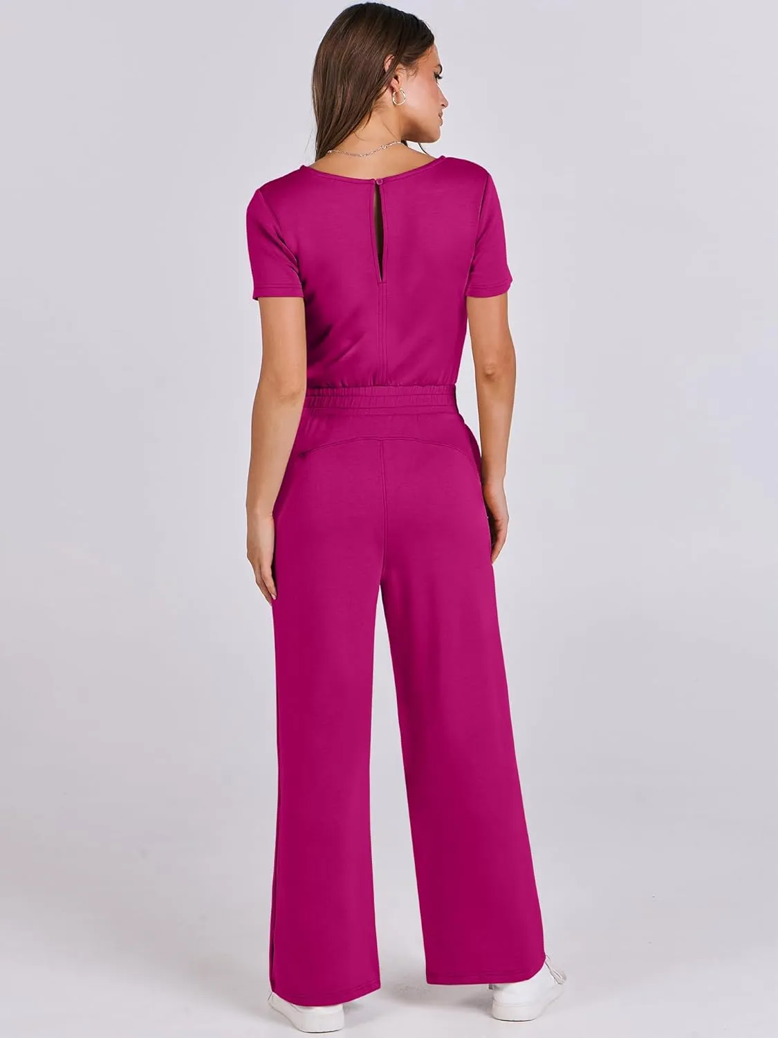 ANRABESS Jumpsuits for Women Casual Summer 2025 Short Sleeve Loose Wide leg Pants Dressy Romper Jumpers One Piece Outfits