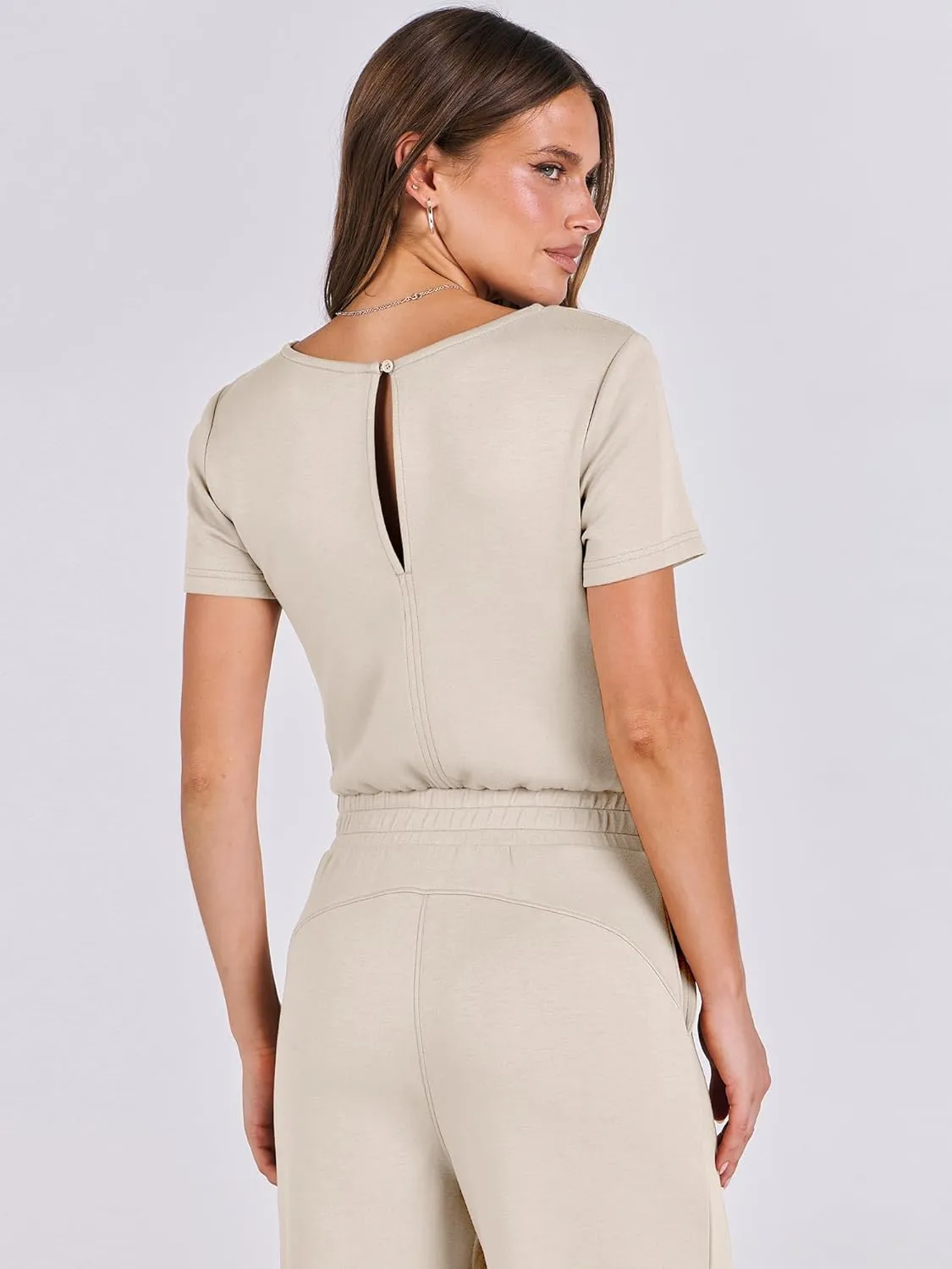 ANRABESS Jumpsuits for Women Casual Summer 2025 Short Sleeve Loose Wide leg Pants Dressy Romper Jumpers One Piece Outfits