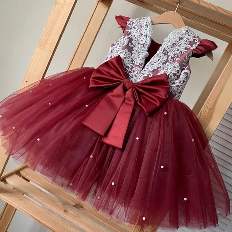 Baby Dress Girl 1st Birthday Dress For Baby Girl Dress Bowknot Princess Dresses Flower Girls Wedding Party Tutu Kids Clothes