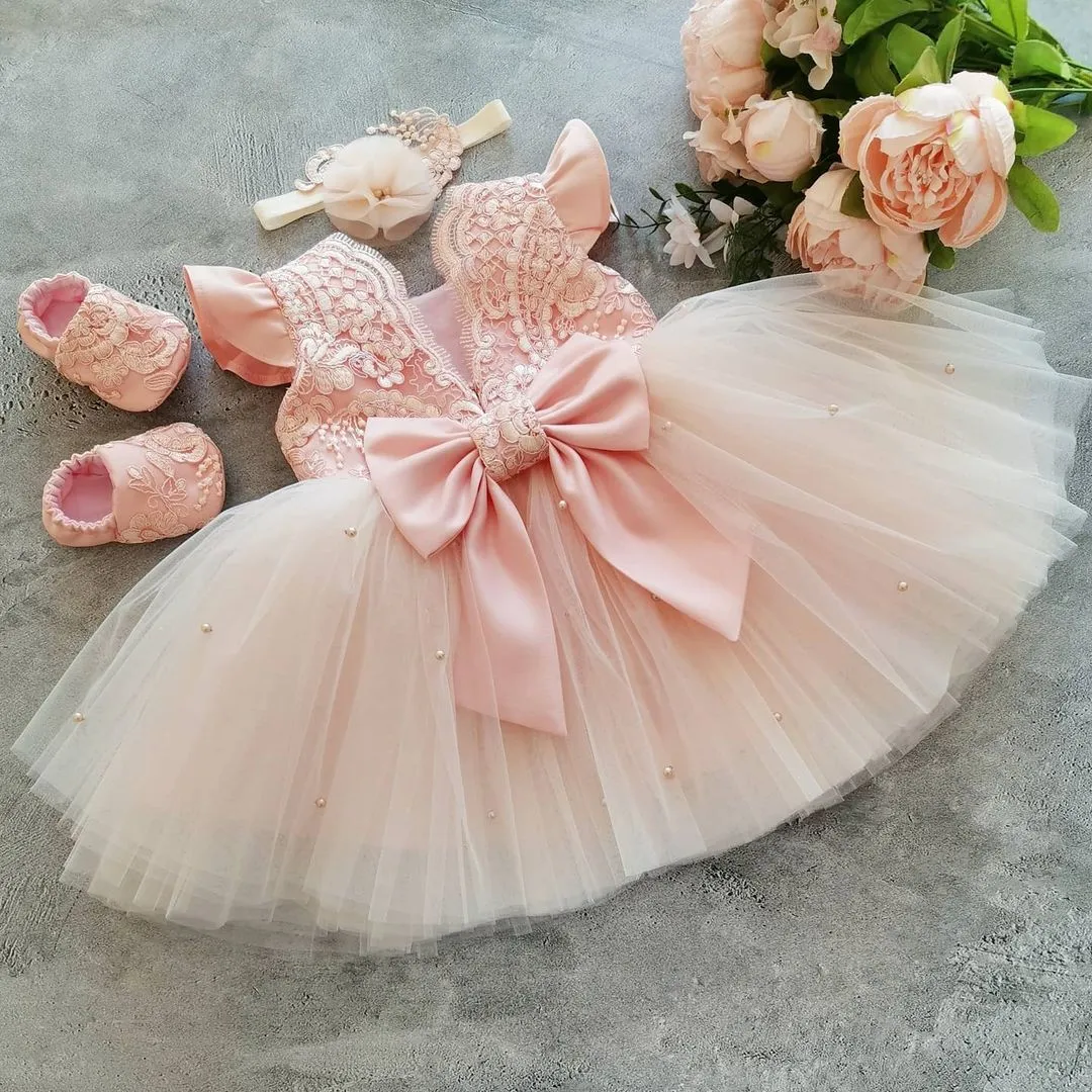 Baby Dress Girl 1st Birthday Dress For Baby Girl Dress Bowknot Princess Dresses Flower Girls Wedding Party Tutu Kids Clothes