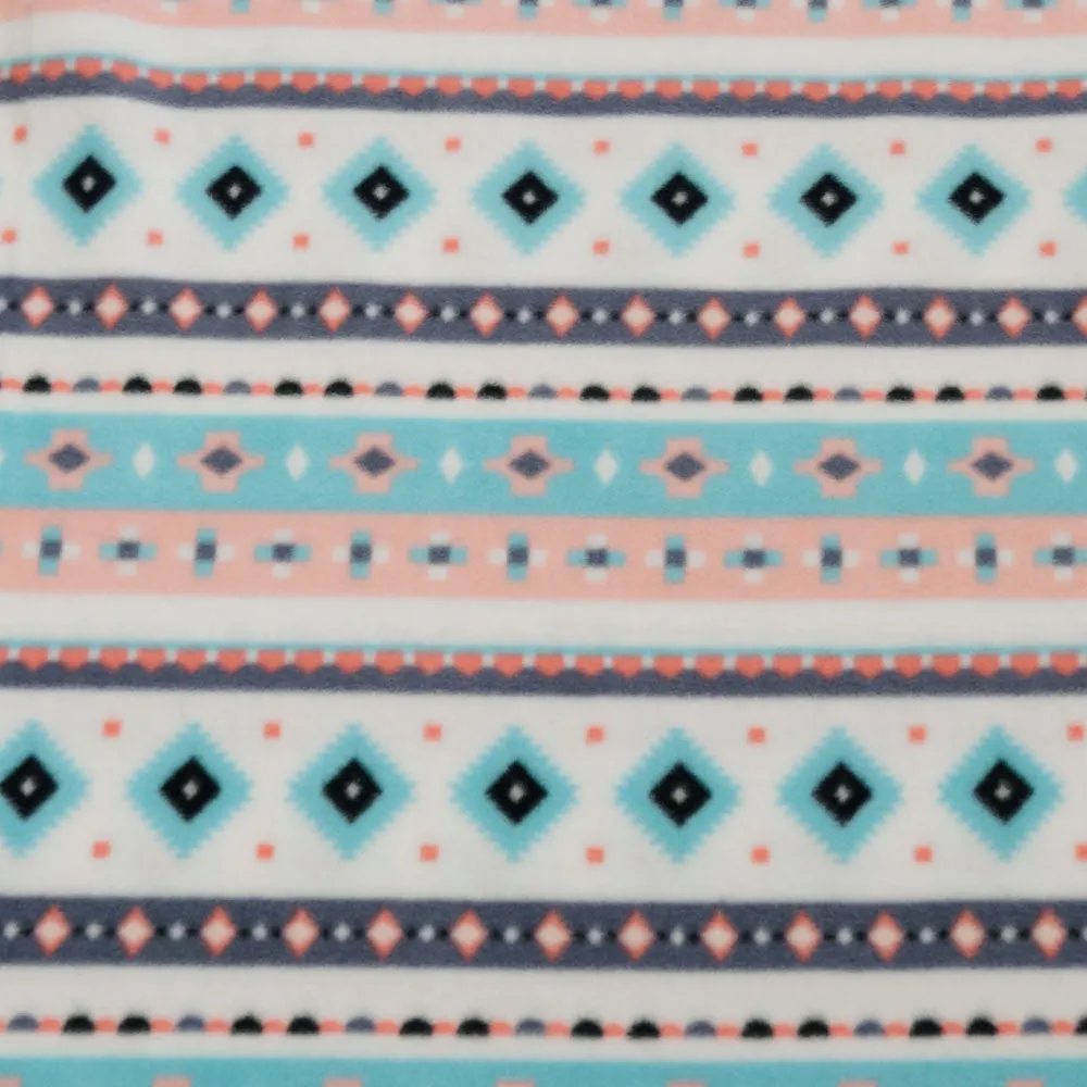 Baby Pink and Aqua Southwest Fleece Fabric