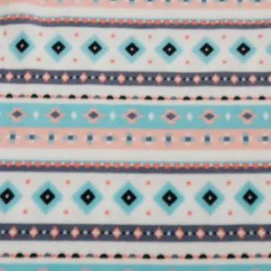 Baby Pink and Aqua Southwest Fleece Fabric