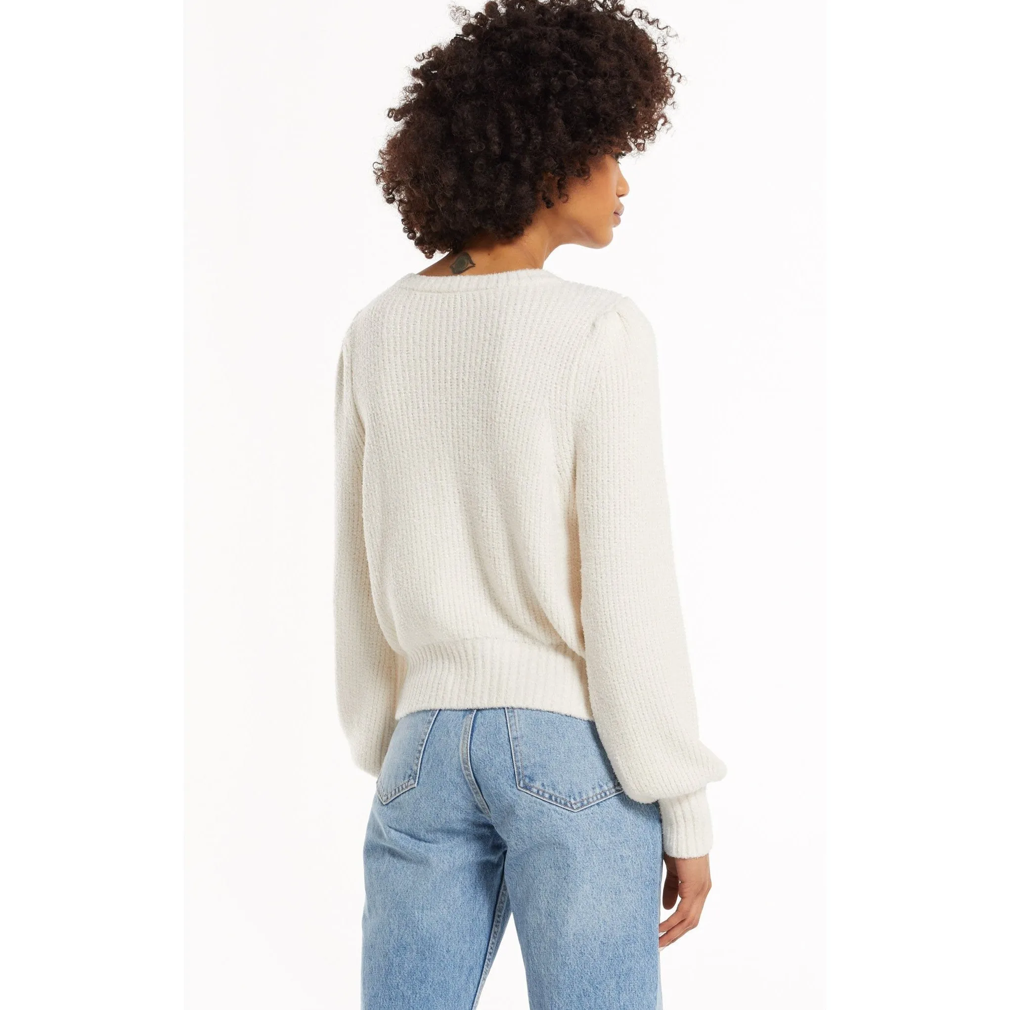 Bailey Puff Sleeve Sweater In Pebble