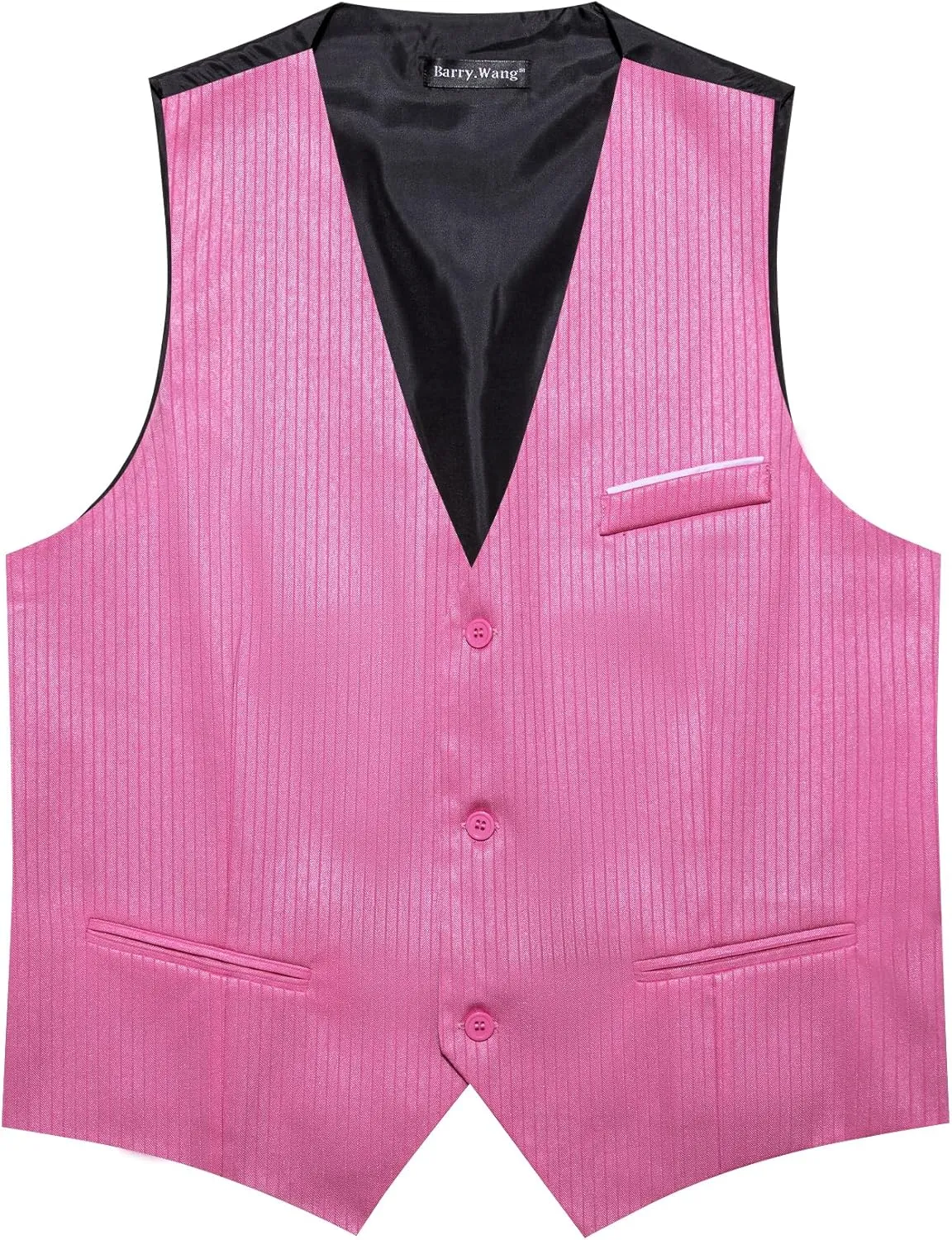 Barry.Wang Mens Formal Suit Vest Striped Casual V-neck Slim Fit Solid Color Waistcoat for Wedding Party Tuxedo