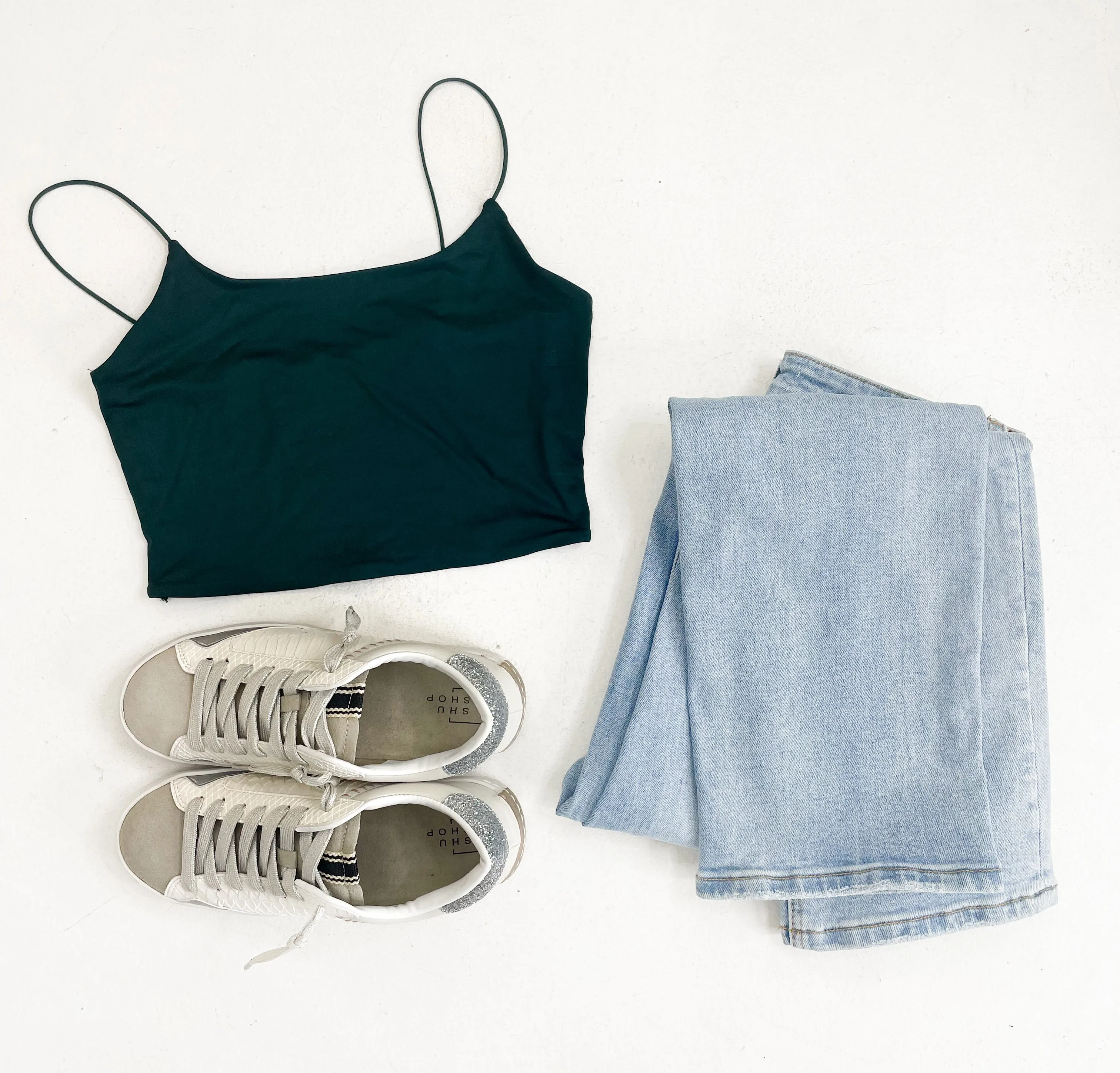 Basic Crop Cami- Hunter Green