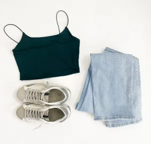 Basic Crop Cami- Hunter Green