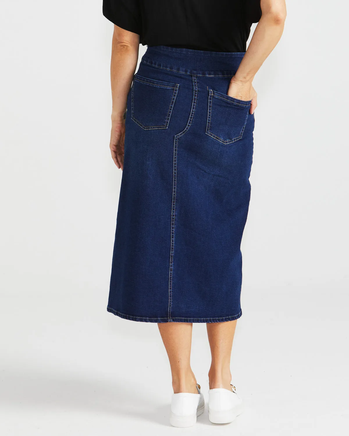Betty Basics Shelby Stretch Denim Skirt - Midnight Denim