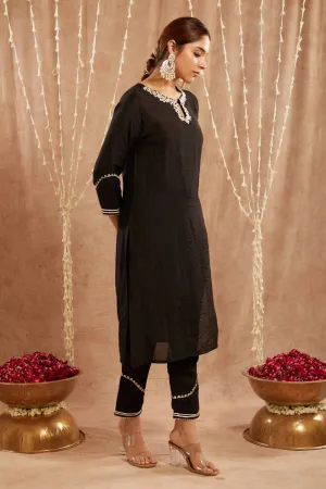 Black Dori Kurta With Pants