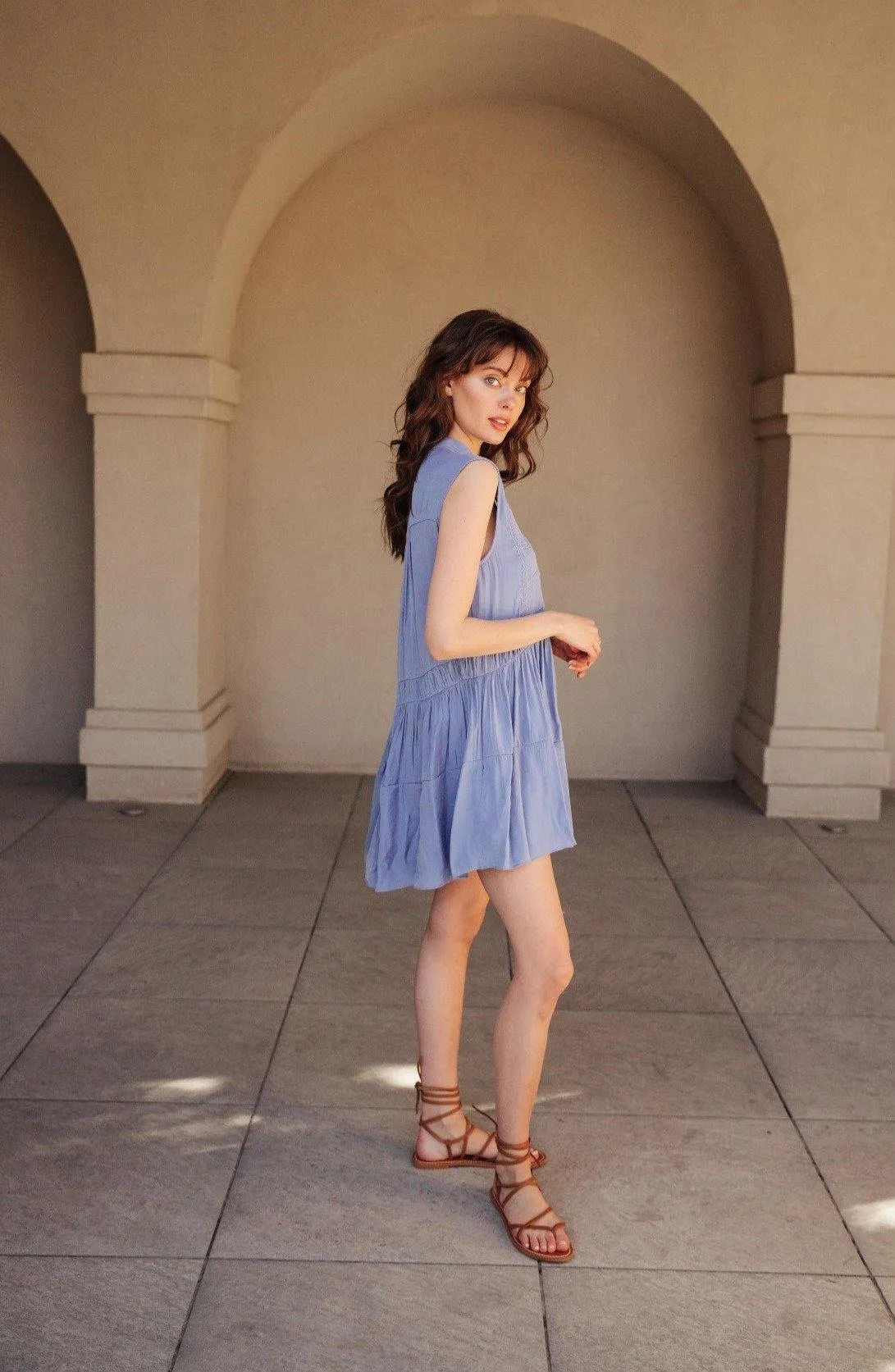 Blue Skies Sleeveless Swing Dress