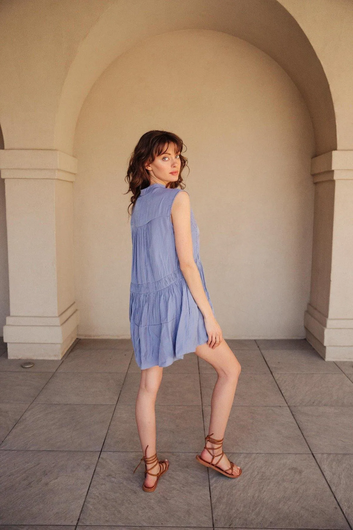 Blue Skies Sleeveless Swing Dress
