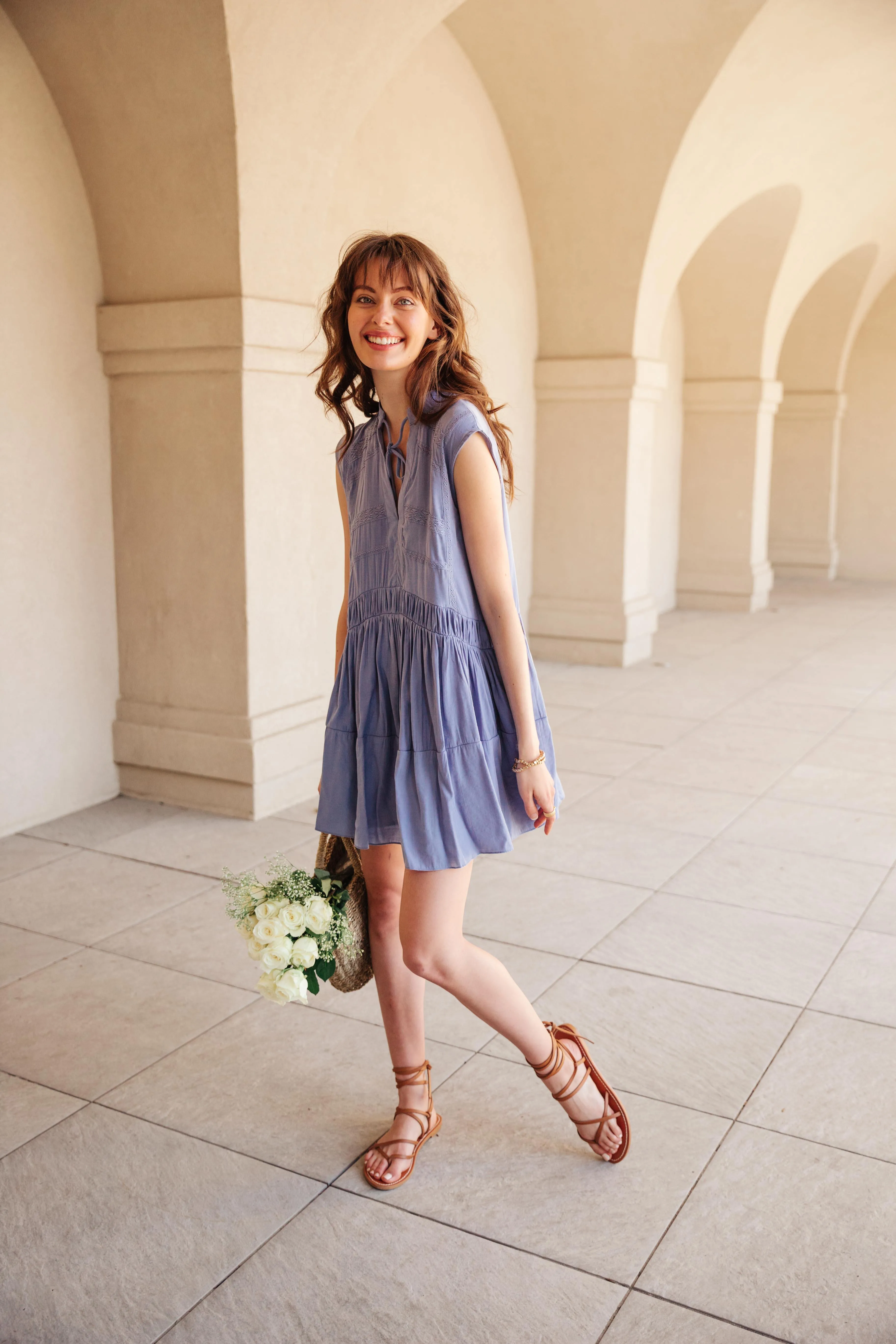 Blue Skies Sleeveless Swing Dress