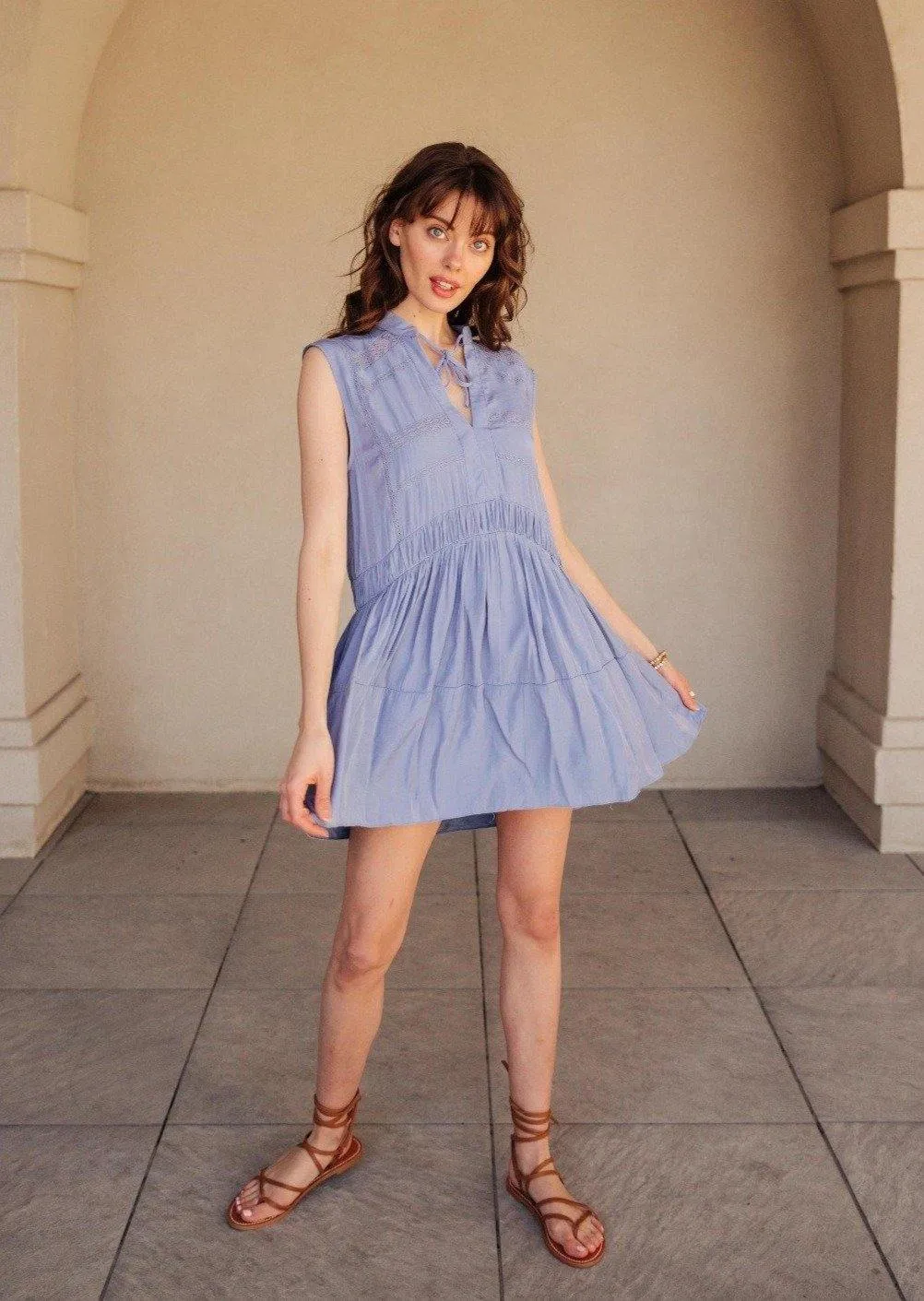 Blue Skies Sleeveless Swing Dress