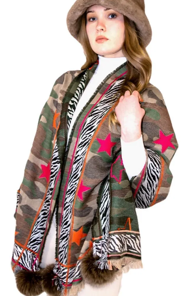 Camo Zebra and Stars Scarf