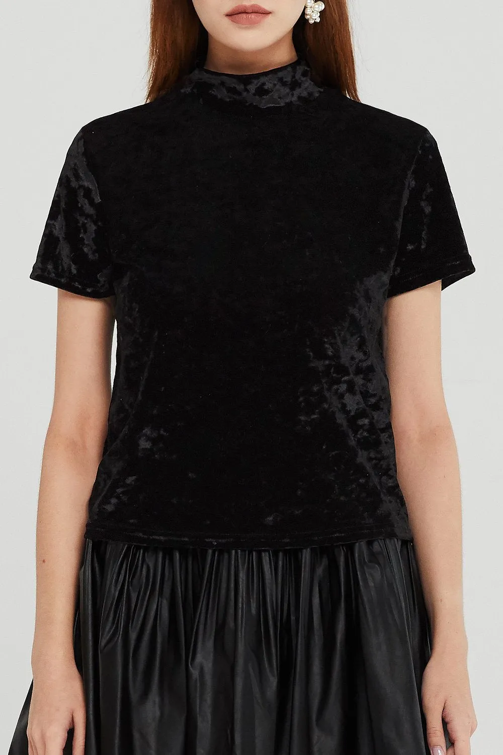 Cecilia High Neck Velvet Top