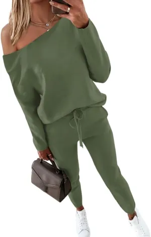 CHICME BEST SHOPPING DEALS Chic Me Women Long Sleeve Crewneck Pullover Tops and Pants Set Tracksuit Fall Outfit