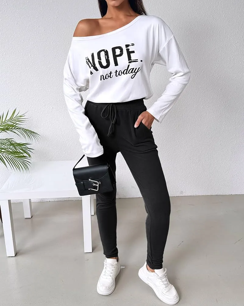 CHICME BEST SHOPPING DEALS Chic Me Women Long Sleeve Crewneck Pullover Tops and Pants Set Tracksuit Fall Outfit