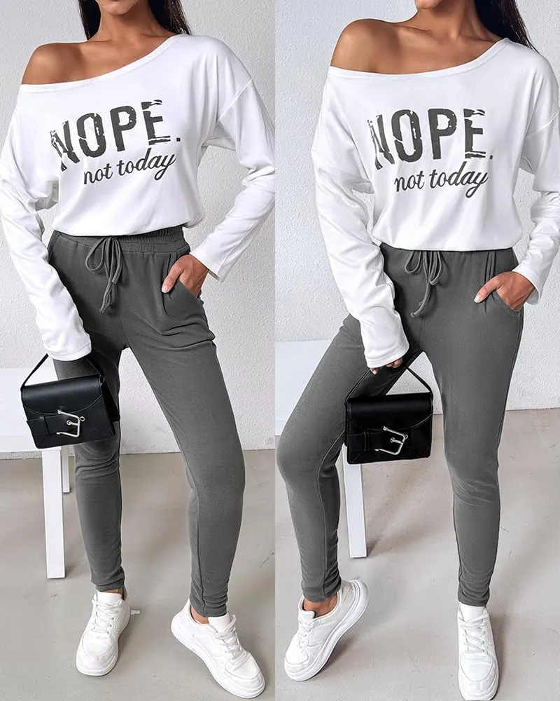 CHICME BEST SHOPPING DEALS Chic Me Women Long Sleeve Crewneck Pullover Tops and Pants Set Tracksuit Fall Outfit