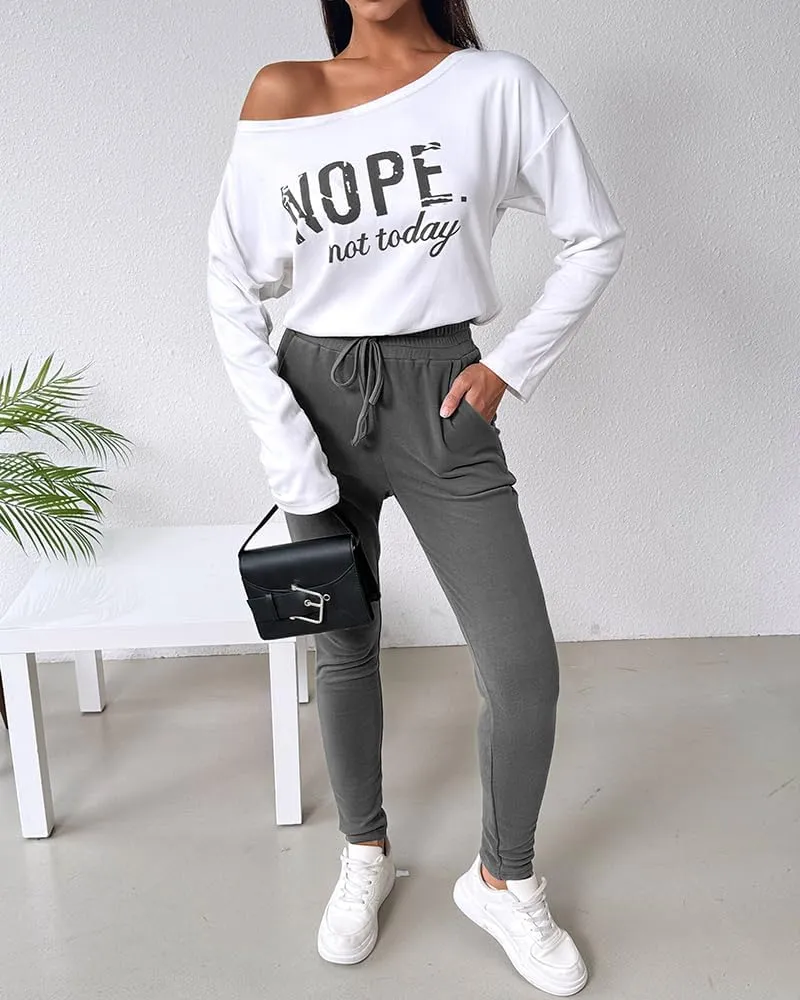 CHICME BEST SHOPPING DEALS Chic Me Women Long Sleeve Crewneck Pullover Tops and Pants Set Tracksuit Fall Outfit