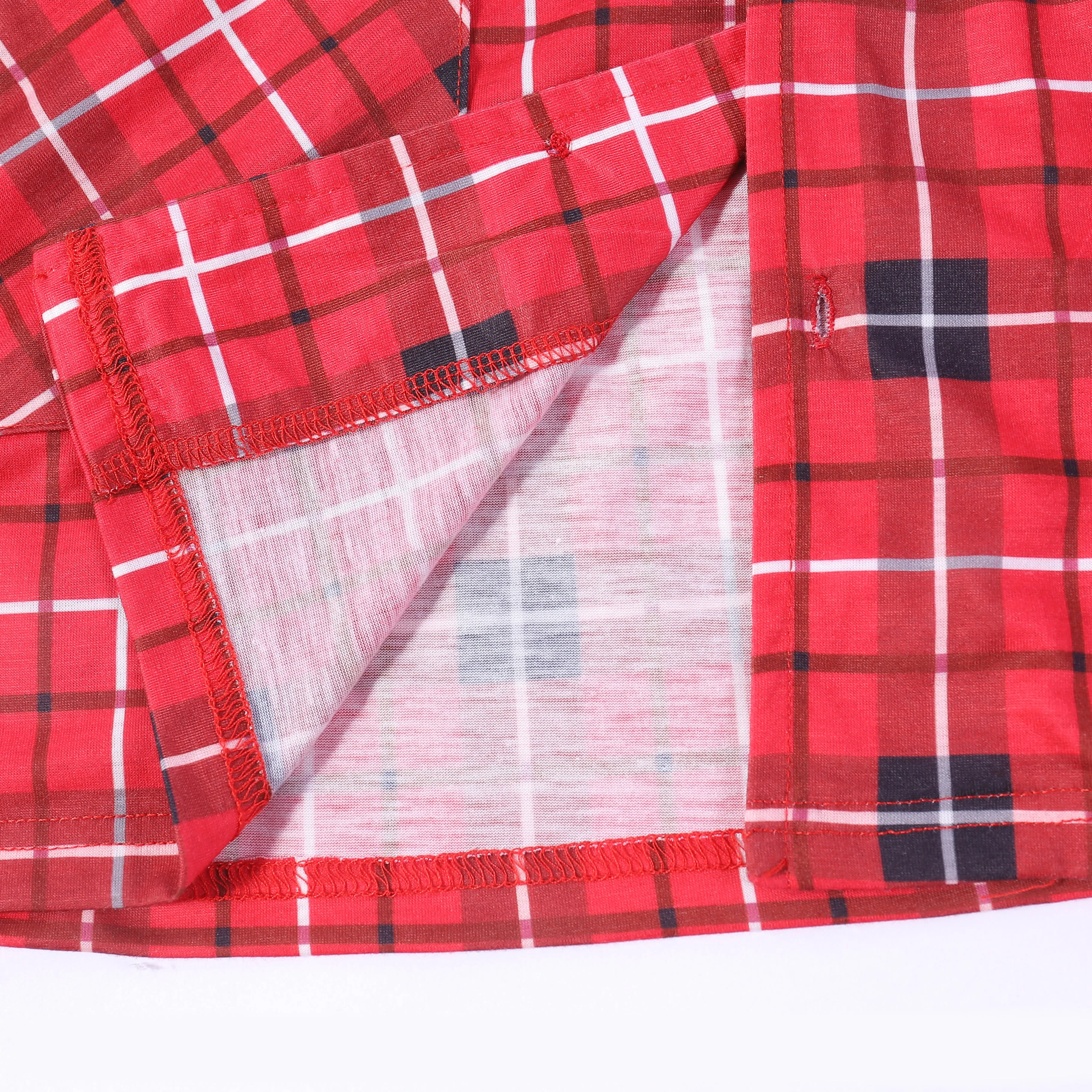 Christmas Family Matching Red Plaid Button Up Long-sleeve Pajamas Sets With Dog