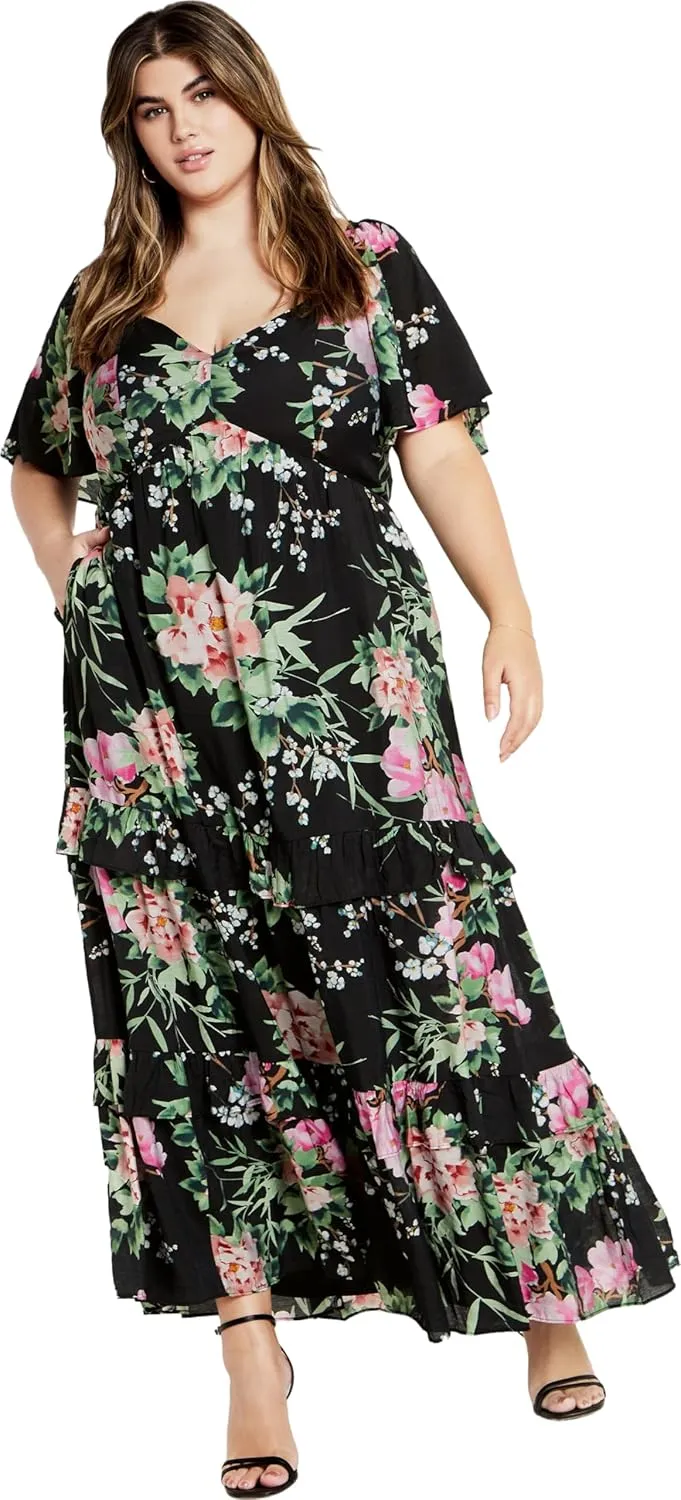 City Chic Women's Marci Print Maxi Dress