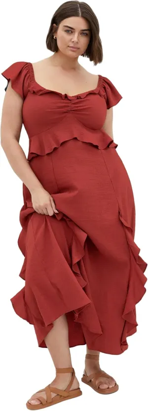 City Chic Women's Plus Size Dress - Fee Frill Maxi