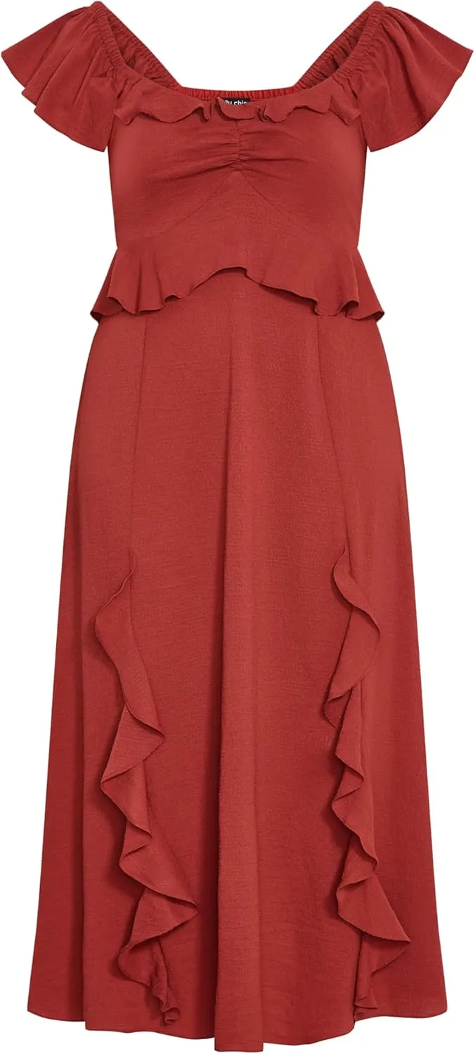 City Chic Women's Plus Size Dress - Fee Frill Maxi