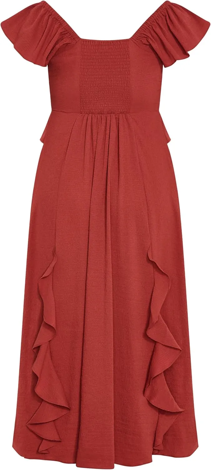 City Chic Women's Plus Size Dress - Fee Frill Maxi