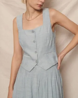 Coastal Stride Vest and Wrap Midi Skirt Two-Piece Set