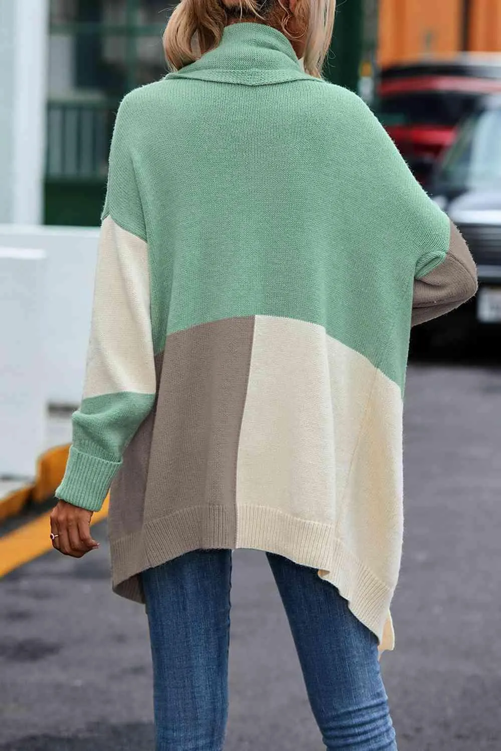 Cozy Urban Wear Knit Color Block Cardigan