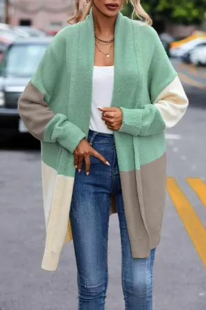 Cozy Urban Wear Knit Color Block Cardigan