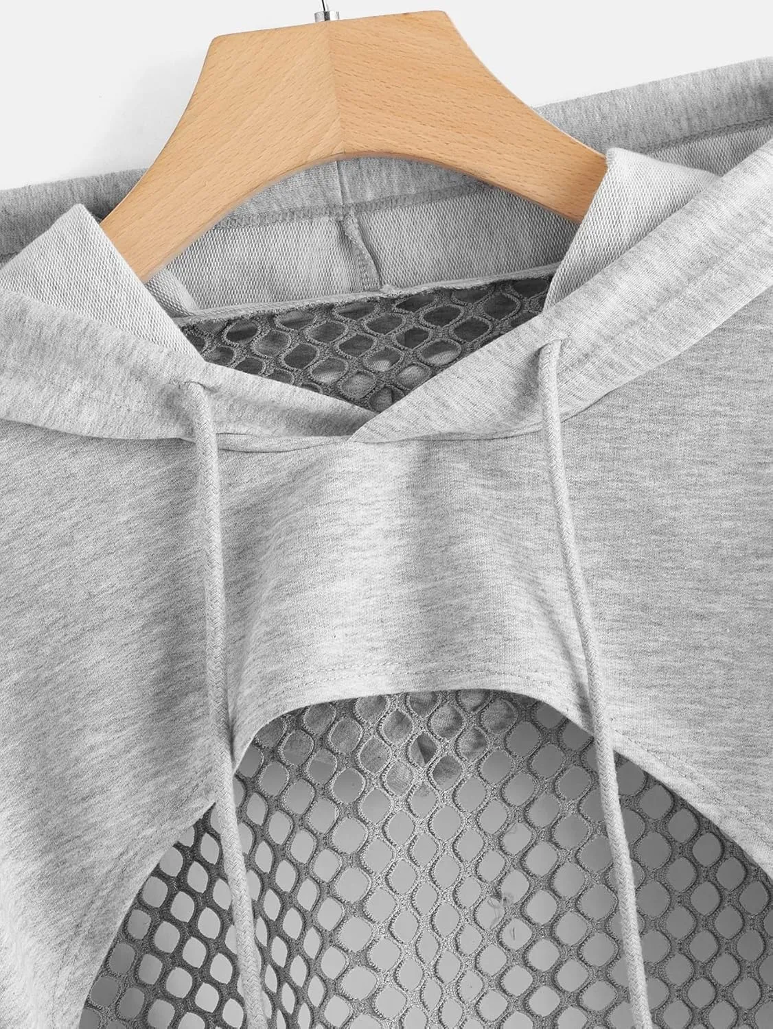 COZYEASE Women's Sports Cropped Sweatshirt Hollow Out Crop Tops Drop Shoulder Drawstring Pullover Cropped Hoodie