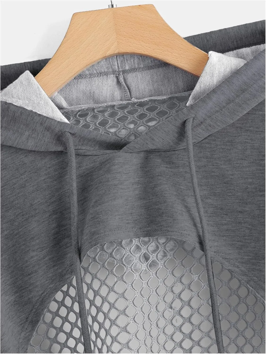 COZYEASE Women's Sports Cropped Sweatshirt Hollow Out Crop Tops Drop Shoulder Drawstring Pullover Cropped Hoodie