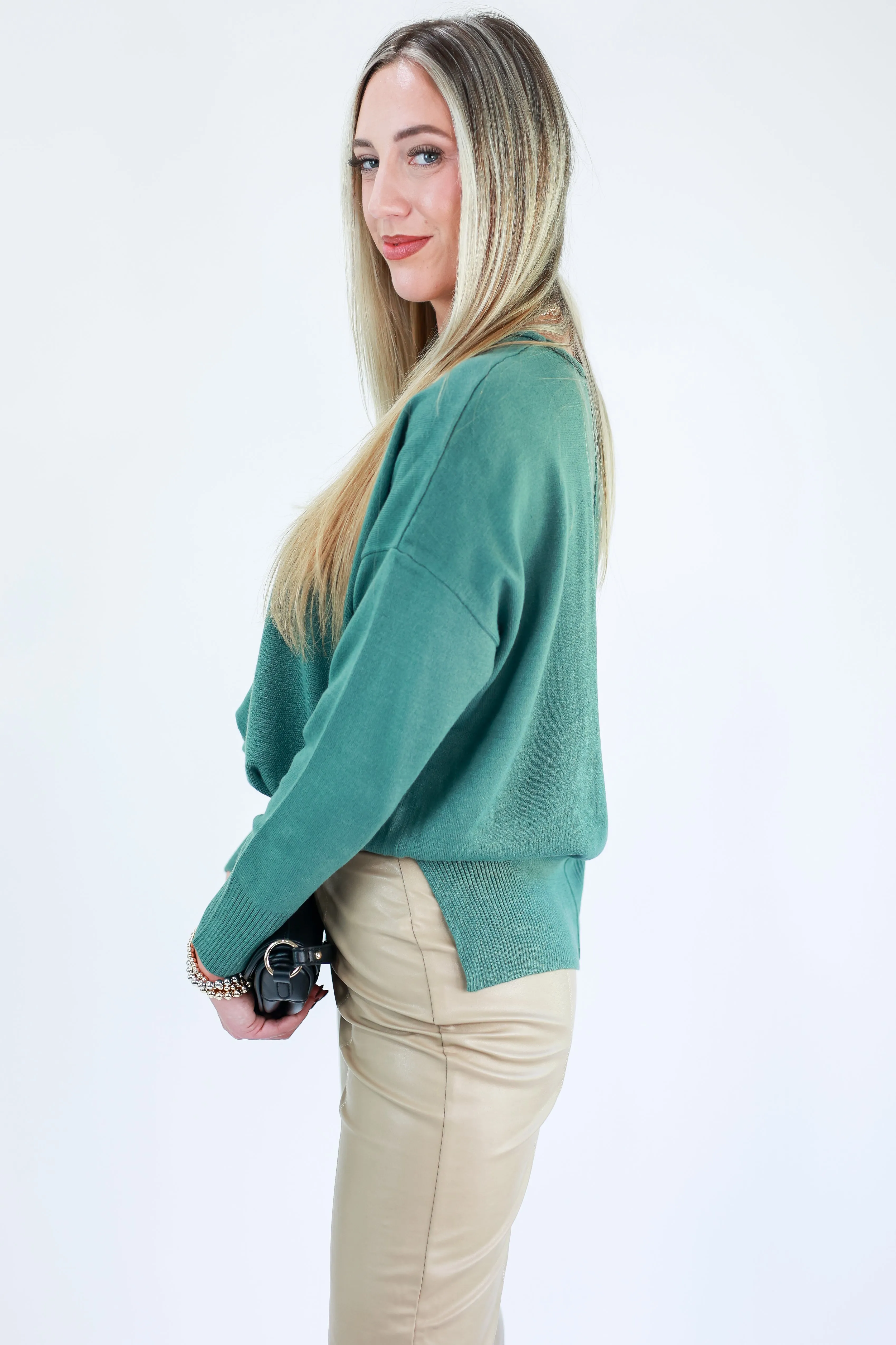 Cuteness Counts Knit Sweater In Sage