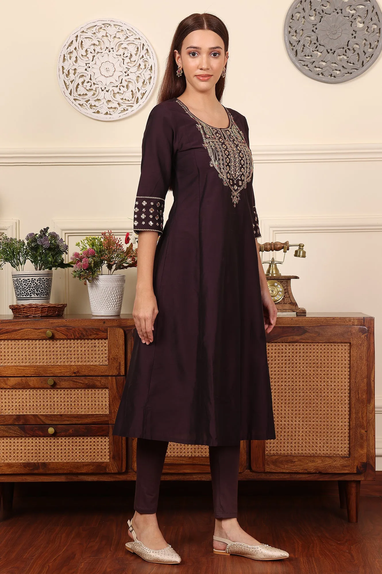 Dark Brown Knitted Cotton Lycra Tights