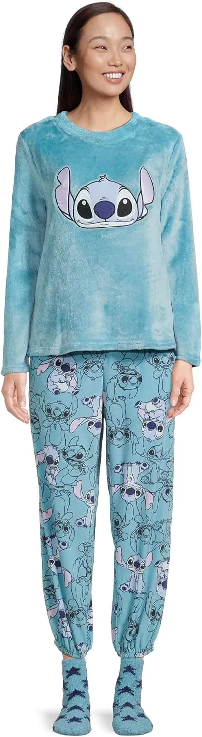 Disney Pajamas Women's Stitch Experiment 626 Soft Cozy Pajama Sleepwear 3-Piece Set