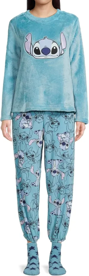 Disney Pajamas Women's Stitch Experiment 626 Soft Cozy Pajama Sleepwear 3-Piece Set