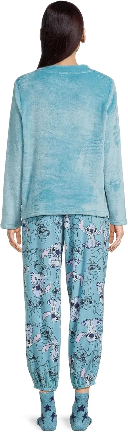 Disney Pajamas Women's Stitch Experiment 626 Soft Cozy Pajama Sleepwear 3-Piece Set