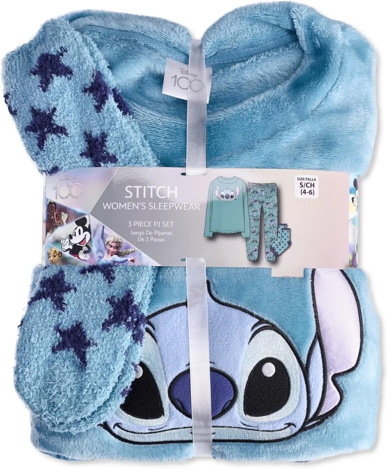 Disney Pajamas Women's Stitch Experiment 626 Soft Cozy Pajama Sleepwear 3-Piece Set