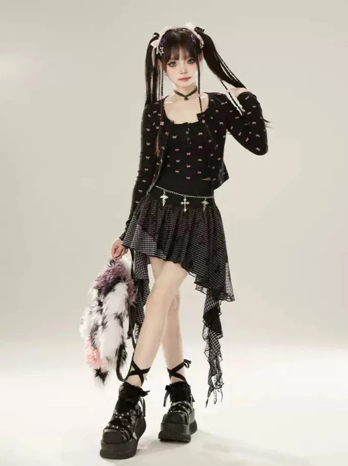 Dress Lazy Chic Pants Cardigan   Black Bootcut Suspender