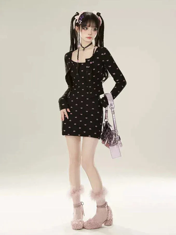Dress Lazy Chic Pants Cardigan   Black Bootcut Suspender