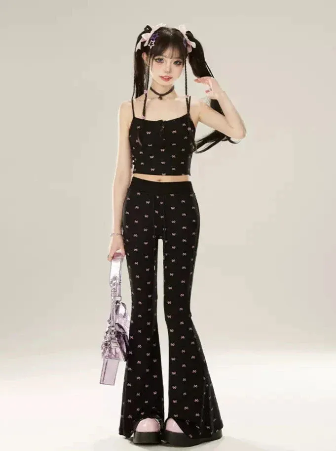 Dress Lazy Chic Pants Cardigan   Black Bootcut Suspender