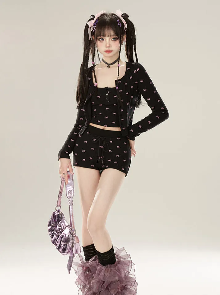 Dress Lazy Chic Pants Cardigan   Black Bootcut Suspender