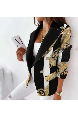 Elegant Women's Fashion Blazer | Spring/Autumn Office Lady Style | Plaid Pattern & Double Breasted Design
