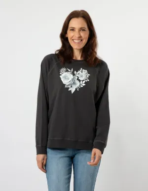 Everyday Sweater - Black Paper Flowers Heart