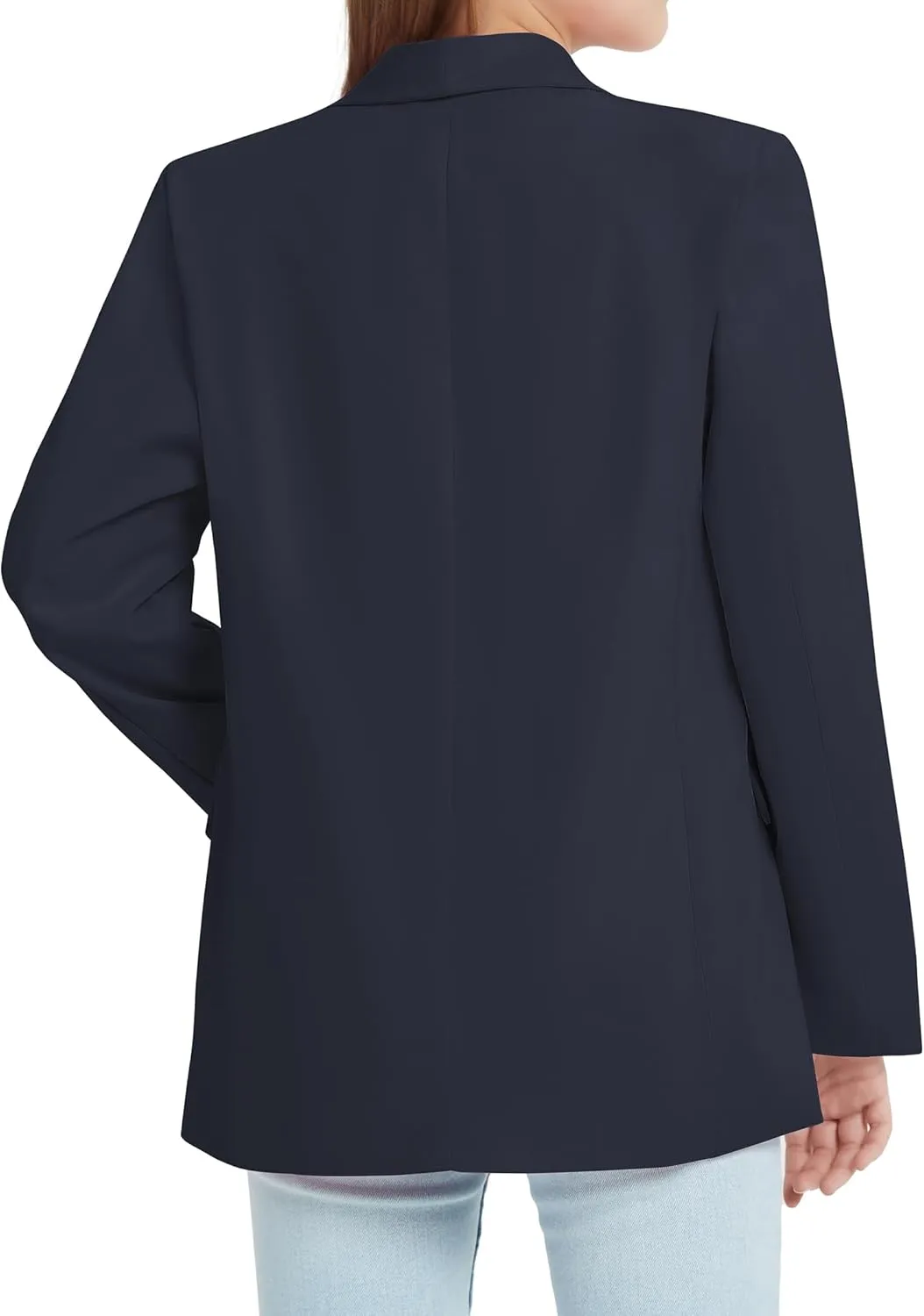 EXARUS Girls Blazer Long Sleeve Shawl Collar Formal Blazers Suit Jacket Open Front Inner Pocket for Kids Size 6-12 Year