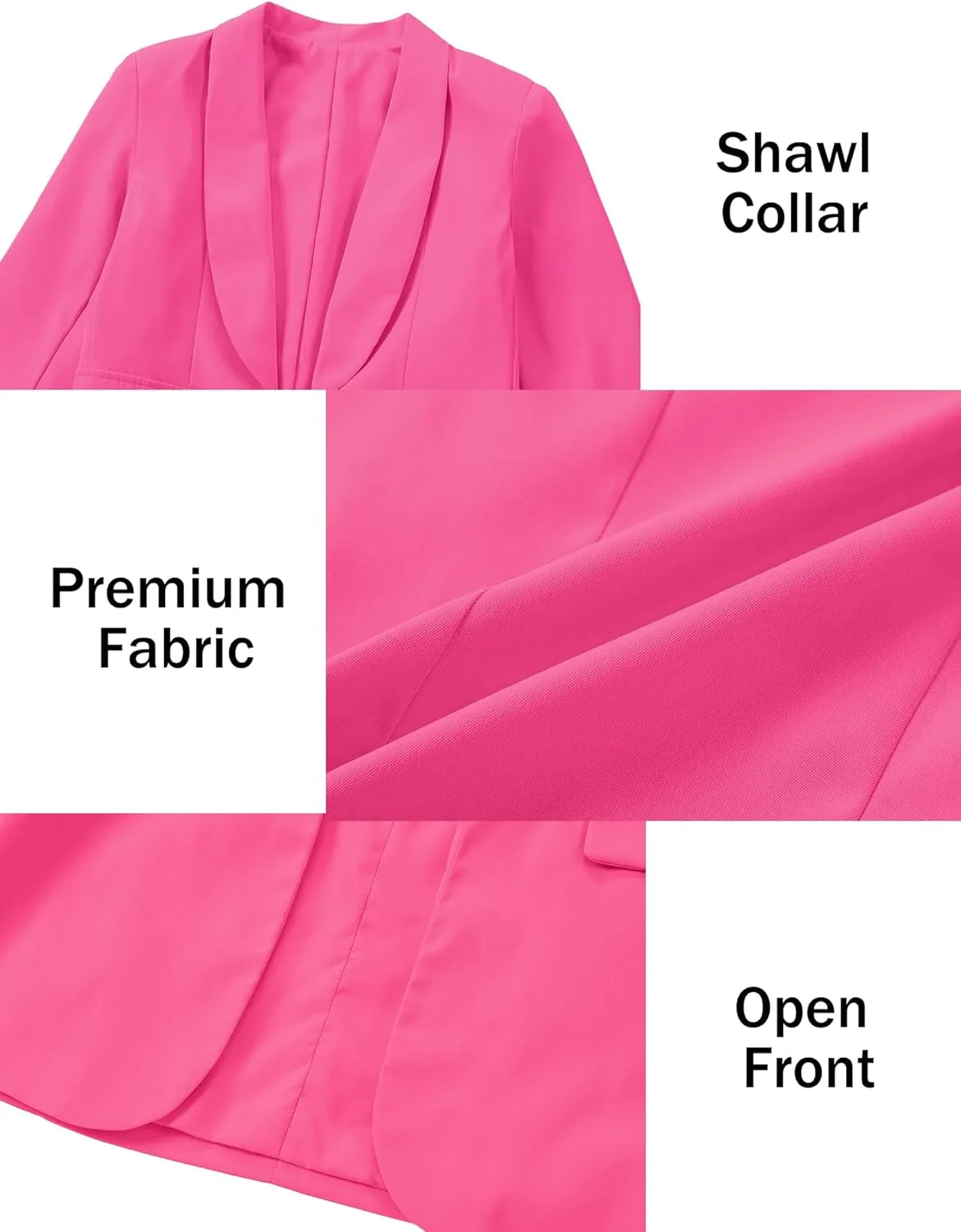 EXARUS Girls Blazer Long Sleeve Shawl Collar Formal Blazers Suit Jacket Open Front Inner Pocket for Kids Size 6-12 Year